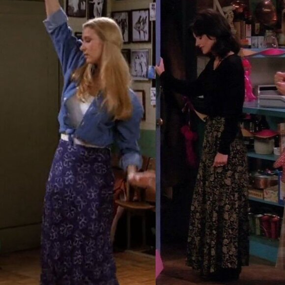 Vintage 90s moody soft grunge whimsigoth indigo watercolour floral maxi skirt - Picture 6 of 6